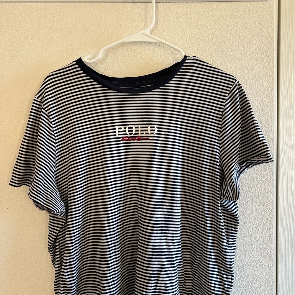 Polo by Ralph Lauren Womens Navy and White Striped Tee